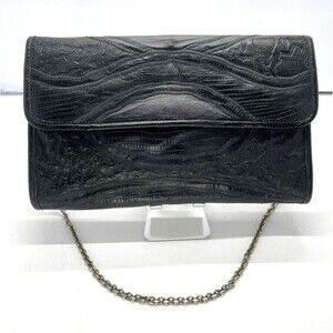 Vintage Original by Caprice black Clutch Shoulder Bag lizard skin embossed Purse